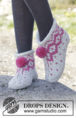 Winter Poppies Slippers by DROPS Design